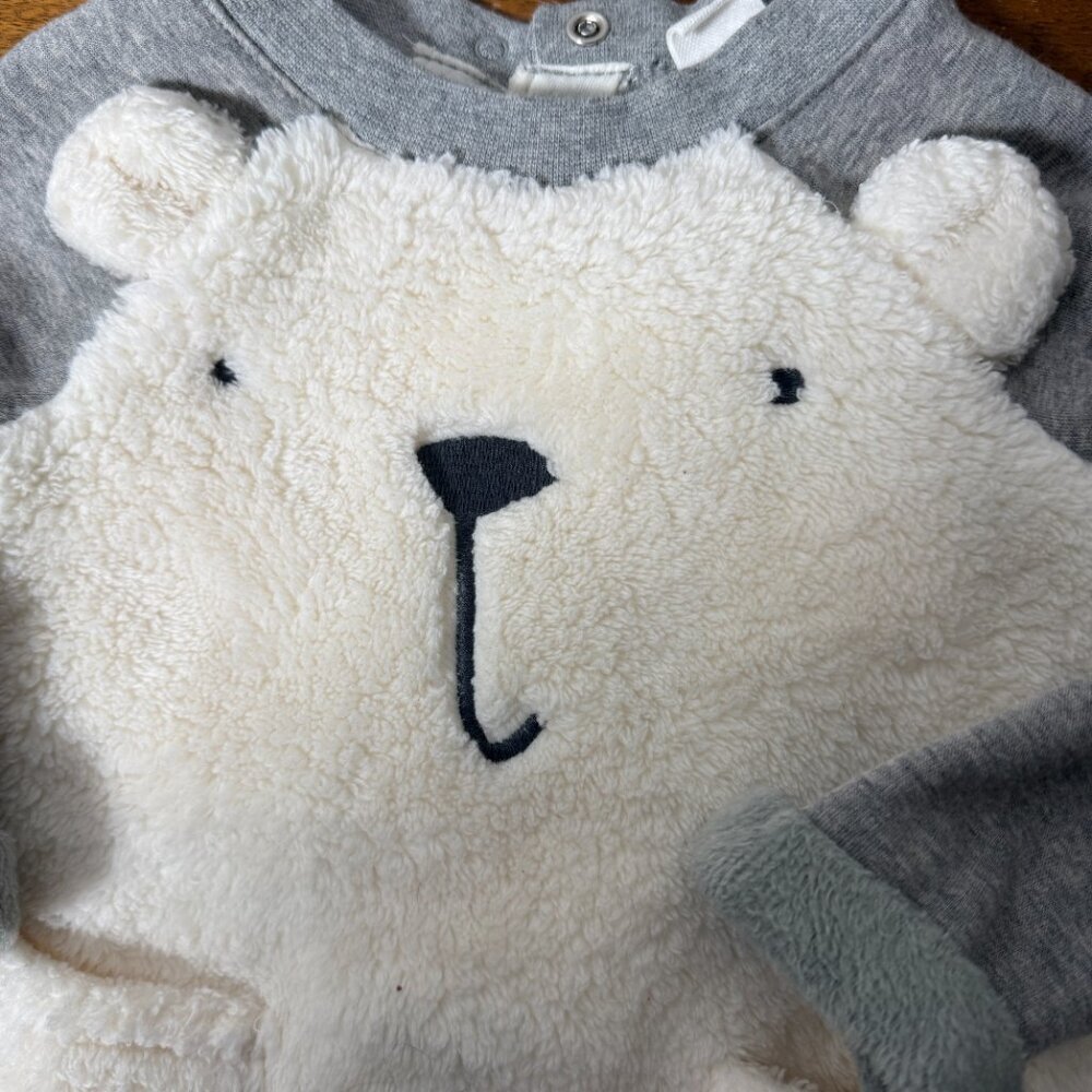 Baby Gap Girls Cozy Bear Fleece Shift Dress, Ivory Frost, 6-12 MOS - Picture 7 of 8